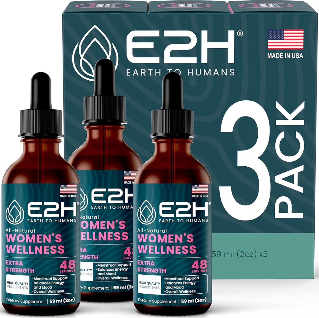 E2H Alle natürlichen Frauen Wellness, Hormon Balance und PMS Relief mit schwarzem Cohosh, Dong Quai und Licorice Wurzel für heiße Flash Relief (3 Flaschen)
