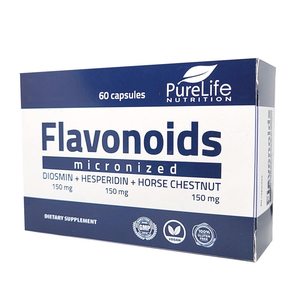 Flavonoïdes 60 jours Soutenir la circulation saine, les veines, les capillaires et le drainage lymphatique- MPFF- Diosmin micronisée 150mg + Hespéridin 150mg + Châtaigne de cheval150 mg- Certificat de BPF, végétalien