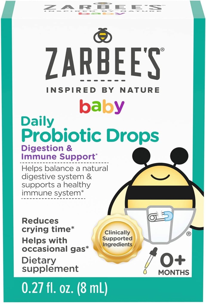 Zarbees Baby Probiotic Drops, Tägliche Verdauung + Immununterstützung, Neugeborene Infants & Up, 0,27 Fl Oz