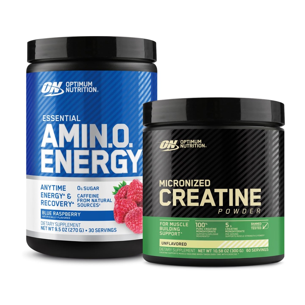 Optimum Nutrition Amino Energy - Pre Workout mit grünem Tee, BCAA, Aminosäuren & Micronized Creatine Monohydrate Pulver, Unflavored, Keto Friendly, 60 Servieren