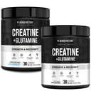 Jacked Factory Creatine + Glutamin - Kreatin-Ergänzung mit L-Glutamin für Muskel-Recovery, Muskel-Wachstum, erhöhte Stärke (30 Servierungen, Unflavored & 30 Servierungen, Blauer Himbeer)