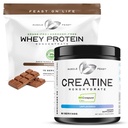 Ensemble de la fête des muscles – Chocolat concentré de protéines de lactosérum 5 lb (1 unité) + Poudre monohydratée de créapure 300g (1 unité) sans aromatisation, toutes les pâtes naturelles sans hormones élevées
