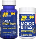 ÉTIQUETTES NATUREL Mood Bites + GABA Ensemble alimentaire pour le cerveau - Soutient la relaxation et l'amélioration de l'humeur* - 90 pièces totales