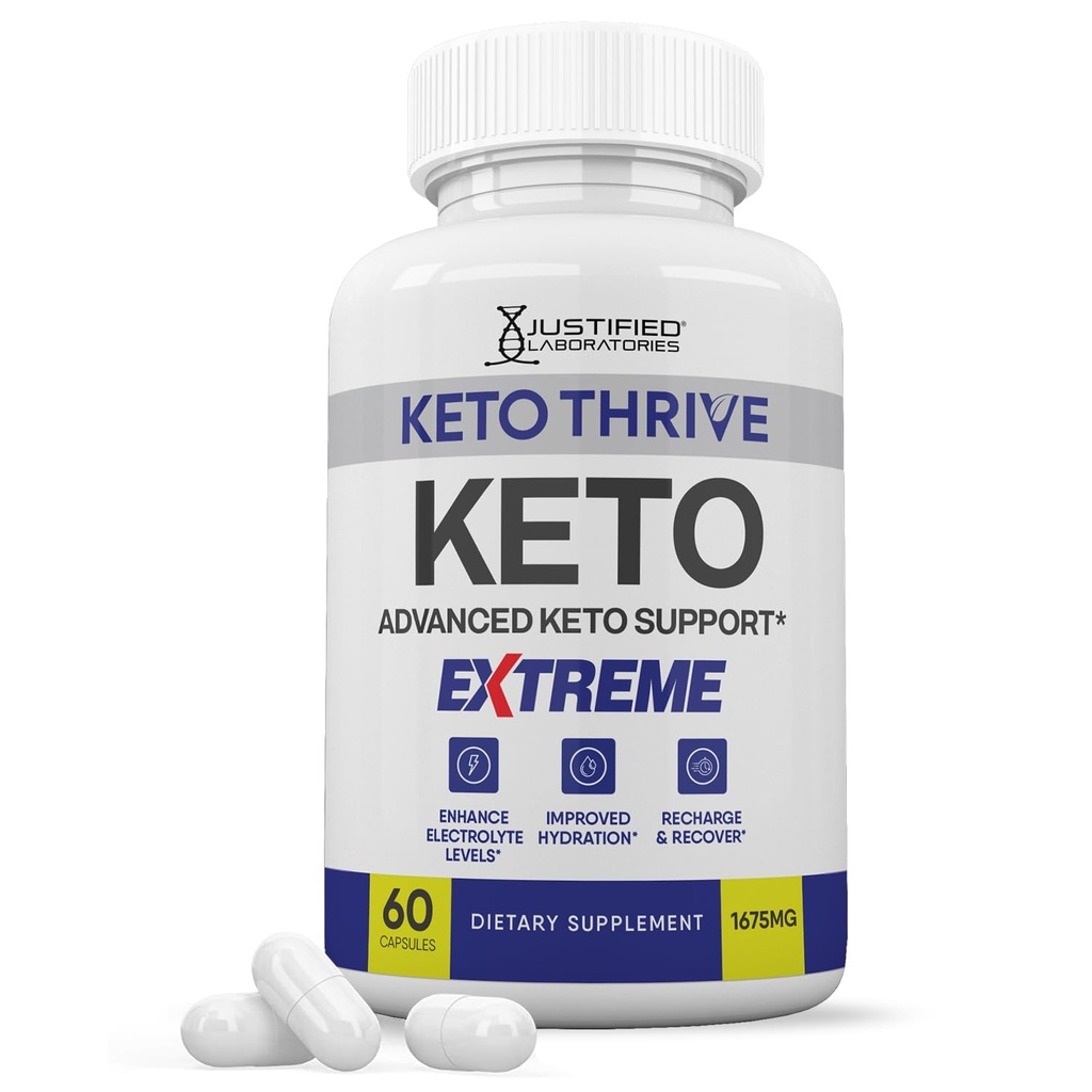 Keto Thrive Keto ACV Extreme Pillen 1675MG Keto Unterstützung Blend Kapsel Alternative zu Keto ACV Gummie Formuliert mit Apfel Apfel Apfelessig Extra Virgin Olivenöl Pulver Grüner Tee Blatt 60 Kapseln
