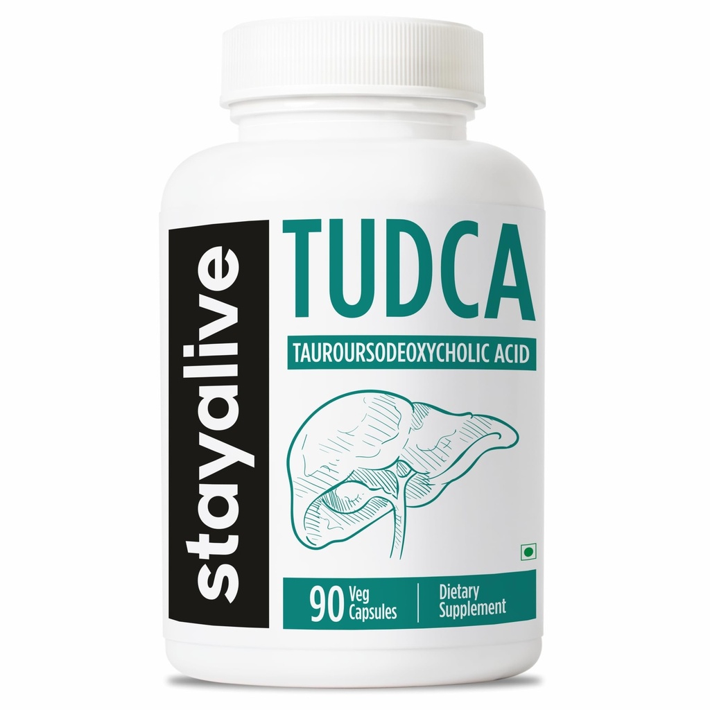 STAY ALIVE TUDCA Kapseln 500mg, Tauroursodeoxycholsäure Gallensalze, 90 Count, Non-GMO & Gluten Free TUDCA Supplement für Männer und Frauen