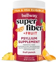 Poudre Super Fibre Bellway + Fruits, Sans Sucre Psyllium Bio Poudre Poudre Fibre Supplément pour la régularité, Bloating Relief & Digestive Health, Plant-Based, Fruit Punch (50 portions)