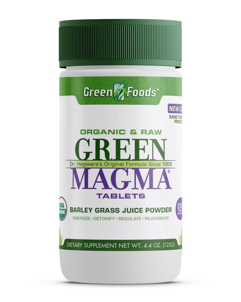 Grüne Lebensmittel Original Grüne Magma Gerste Gras Nahrungsergänzung, 250 Tabletten (500mg Ea) Certified Organic