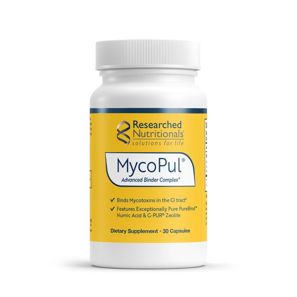 Geforschte Ernährung MycoPul - Advanced Mycotoxin Binder Complex, Zeolith Detox, Huminsäure, Fulvic Acid & Activated Charcoal für GI Tract Detox, Klinisch Geforschte Mold Binder, 30 Kapseln