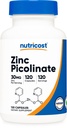 Nutricost Zink Picolinate 30mg, 120 Kapseln - Glutenfrei und nicht-GMO