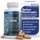 Brain-fxTM B Vitamines et herbes pour la mémoire et le focus, supplément nootropique, complexe méthylé B Choline Bacopa Lions Mane Cordyceps Champignon Extrait de fruits de café Alpha GPC L Theanine Huperzine A - 60ct
