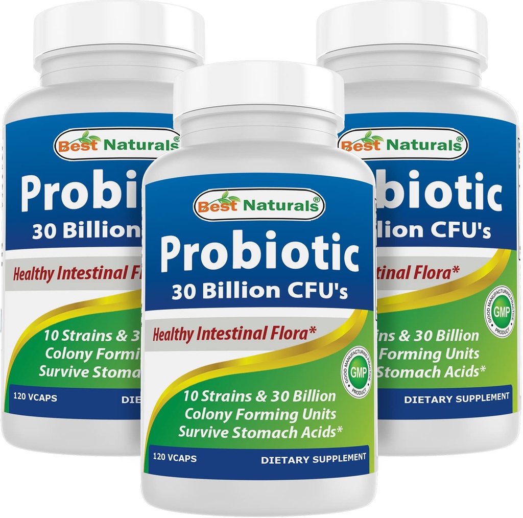 Meilleurs naturels Probiotique 10 souches 30 milliards de plateau Stable 120 Veggie Caps (120 comte (paquet de 3))