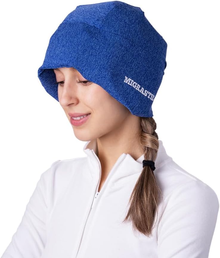 2-Pack Migrastil MigraFreeze Deluxe Kopfschmerz & Migraine Hut. Weiche, flexible Kühlgelkappe für Herren & Frauen. Blau