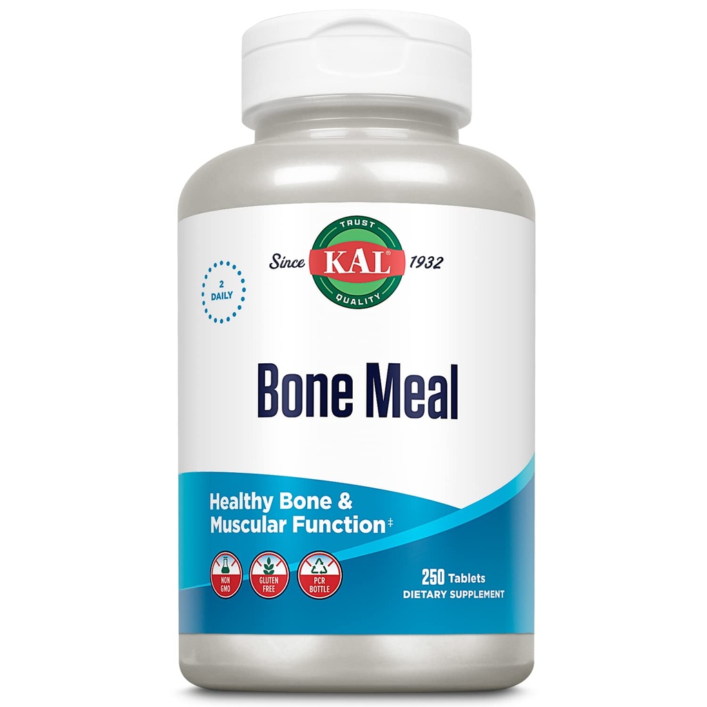 KAL Knochenmehl Tabletten, Kalziumergänzung w/Magnesium, Vitamin D3 und K, Knochengesundheit, Muskel- und Nervenfunktionsunterstützung, schnelle Zersetzung, Glutenfrei, Non-GMO, 60-Day Garantie, 125 Serv, 250ct