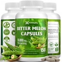 Amer Melon Capsules de 150 capsules végétaliennes Approvisionnement de 150 jours $ 9,000mg par portion $ Bitter Melon Fruit 25:1 Extrait $ 100% Pure & Natural $ Supplément sans gluten $ Ultimate Concentré
