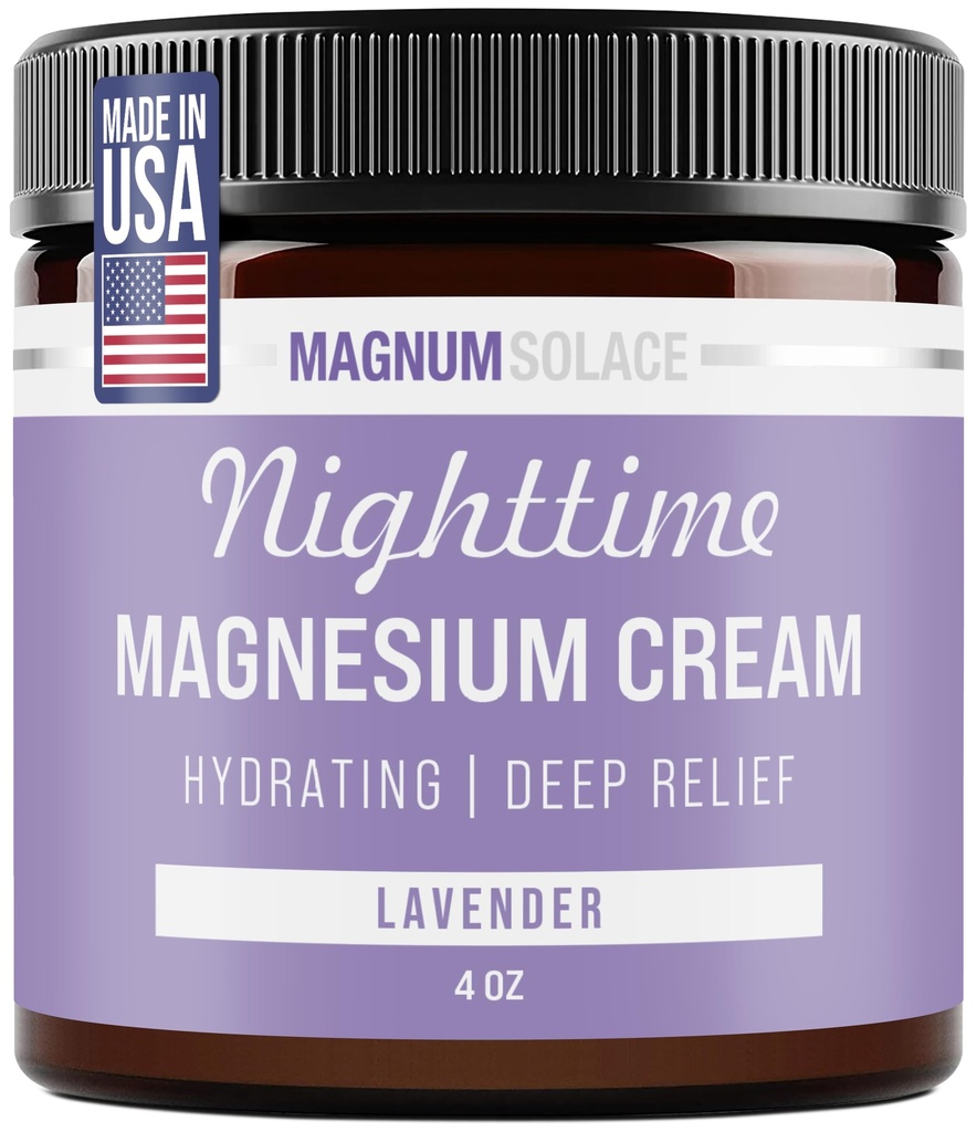 Magnesium Lotion – Nighttime Magnesium Cream – Bewerben Sie sich auf Beine, Arme oder Chest - Topical Magnesium Chloride – USA Made and Safe for Kids (Lavender)