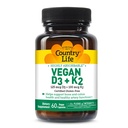 Country Life Vegan D3 + K2 – 5000 IE Vitamin D3 & 100 mcg MK-4 & MK-7 | Unterstützt Knochen-, Immun-, Colon & Artery Health | Zertifiziert Vegan, glutenfrei, B-Corp, 60 Kapseln