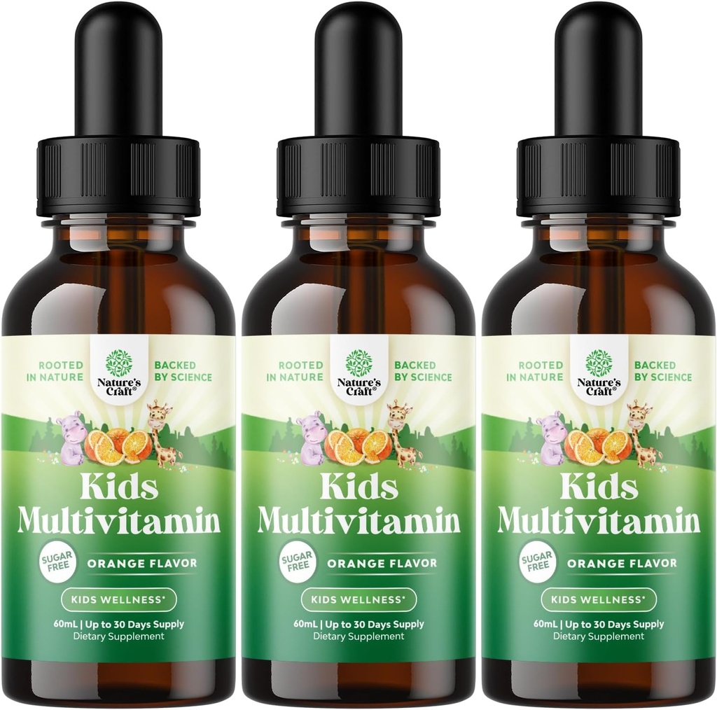 Natures Artisanat Multivitamine liquide pour les enfants Immunity Support - Yummy Toddler Multivitamine Supplément avec un C D3 E B6 et D3 Vitamines liquides pour les enfants de tous les âges - Haute absorption (3 Pack)