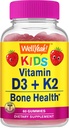 WellJa Vitamin D3 + K2 für Kindergummis - Vitamin D3 1000 IU, K2 100 MCG - Knochen- und Muskel-Gesundheitsunterstützung, natürliche Aromen, GMO frei, Glutenfrei, Vegan - K2 D3 Vitamin Supplement- 60 Gummie