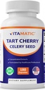 Vitamatic Tart Cherry 20X Extrakt mit Celery Seed 10X Konzentrate Extrakte - - 180 Veg Kapseln - Vegetarisch, Non-GMO und Glutenfrei