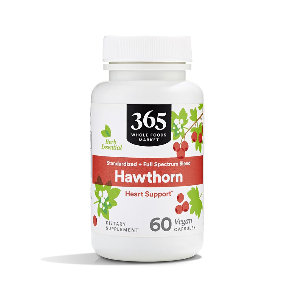 365 par Marché des aliments entiers, Hawthorn standardisé + Full Spectrum Blend, Heart Support, Capsules Vegan, 60 Compte
