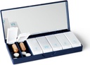 PORT X POLISH Designer Weekly Pill Box Organizer (Single 1X Daily, Navy) | Compact, Stylish 7-Day Vitamin Supplement Case | Cut Portable Mini Travel Medicine Carrier | BPA-Free Pillbox Caddy