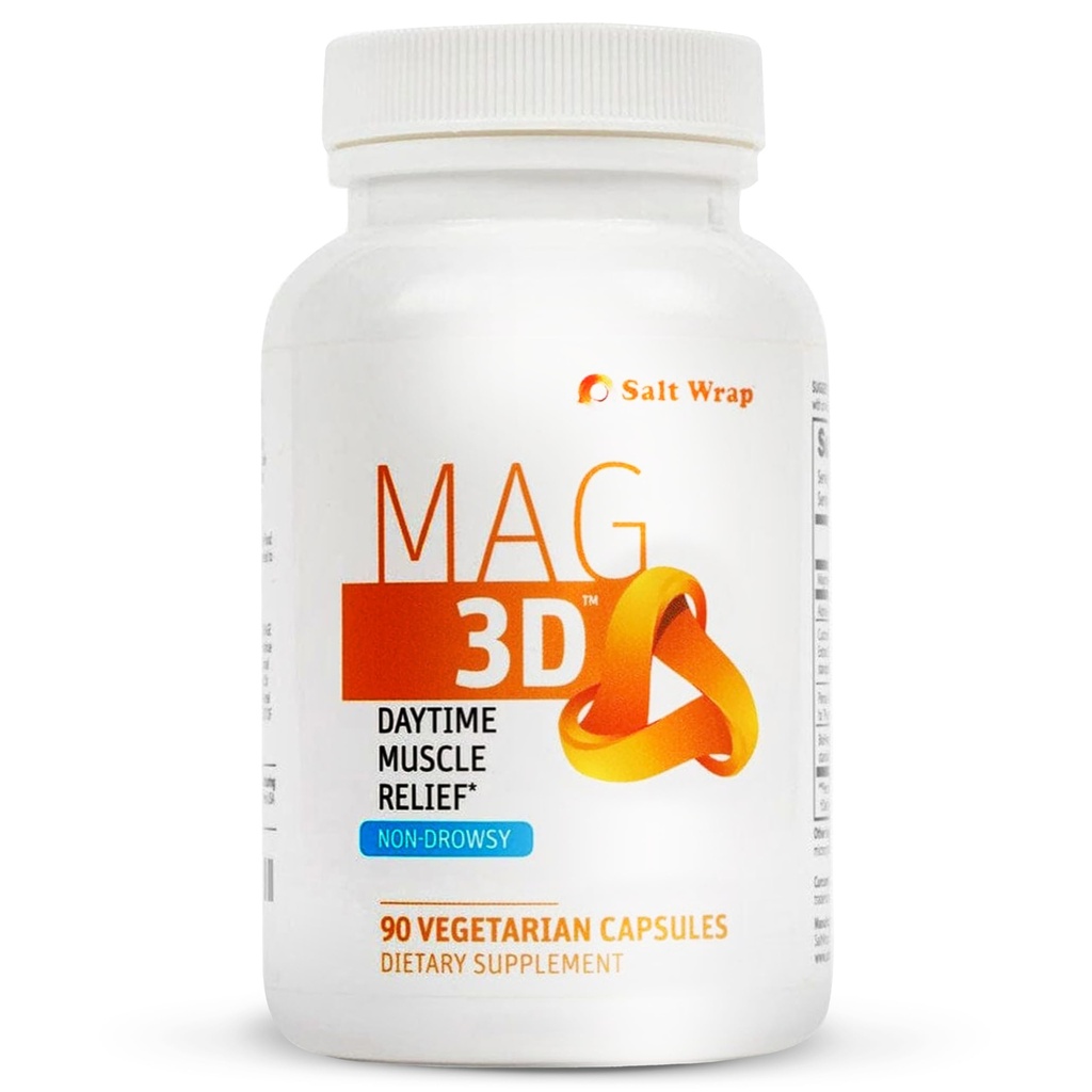 SaltWrap Mag 3D – Daytime (Non-Drowsy) Leg Cramp & Muskel-Relief-Unterstützung - Natürliche Ergänzung für Muskel- und Nervengesundheit mit Kurkuma, Alpha Lipoic Acid & Magnesium