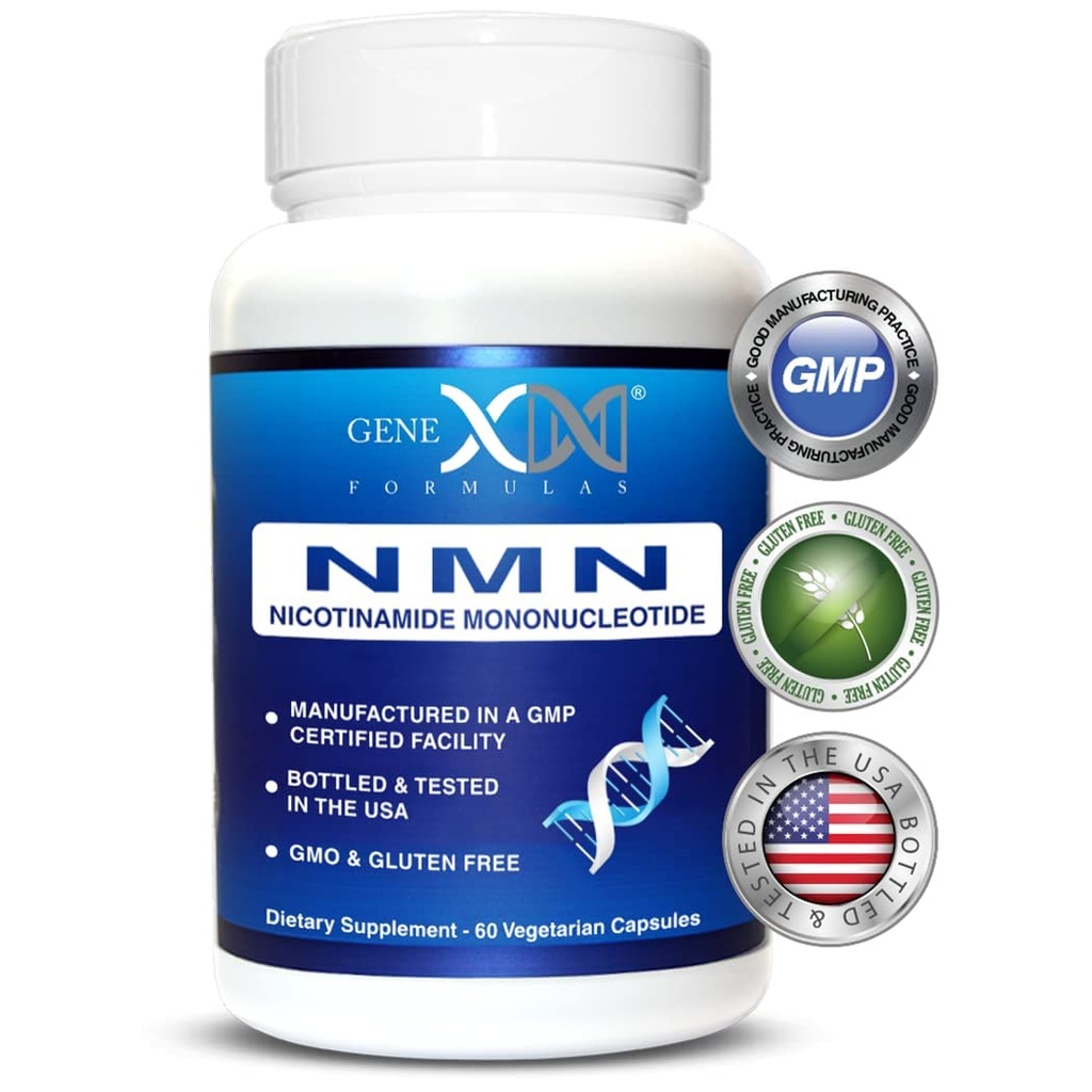 Genex Formulas NMN 250mg - Stabilized Form (60 Capsules), 99% Pure Supplement Capsules for Increased NAD Levels, DNA Repair, & Healthy Aging, GMP Certified