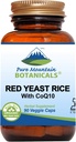 Pure Mountain Botanicals Red Yeast Riz avec CoQ10 90 Kosher Capsules Vegan Maintenant avec 600mg Bio Red Rice Yeast Plus Co Q 10