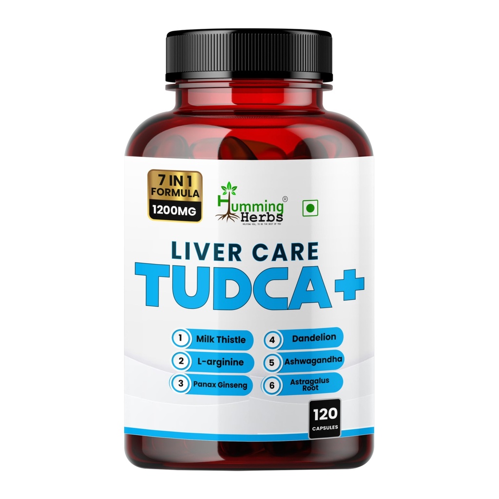 Humming Herbes TUDCA Supplément 7in1 Complexe avec Thistle Lait, L-Arginine, Ashwagandha, Dandelion, Astragalus Racine 120 Capsules