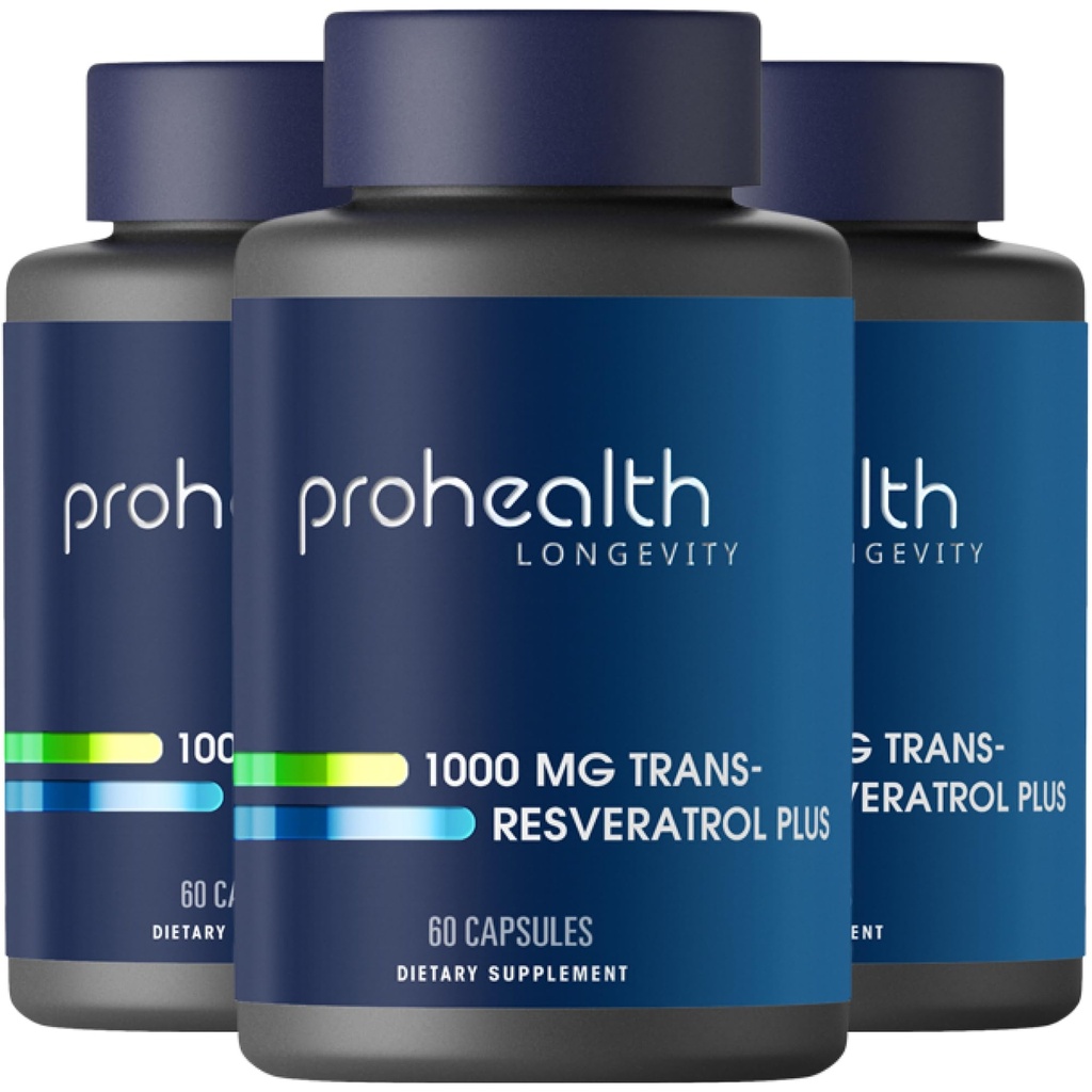 ProHealth Trans Resveratrol Plus 1000mg. Worlds Most Researched Trans-Res Supplement. Doktor mit Quercetin & BioEnhancer für Max Potency. Labor getestet 98% Pure. 30 Servierungen (3 Pack)