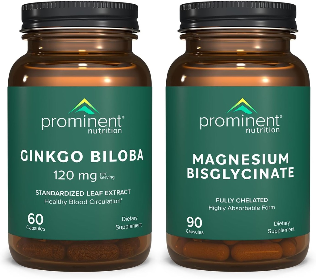 Prominente Ernährung kognitive Gesundheit Unterstützung Bundle - Ginkgo Biloba Ergänzung & Magnesium Bisglycinat Ergänzung