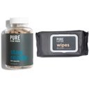 Rein für Herren Original Vegan Cleanliness Fiber Supplement, 120 Kapseln, Eco-Responsible Stay Ready Wipes mit Micellar und Aloe (48 Zähler)