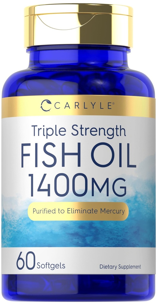 Carlyle Triple Stärke Omega 3 Fischöl | 1400mg | 60 Softgels | Non-GMO, Glutenfreie Ergänzung