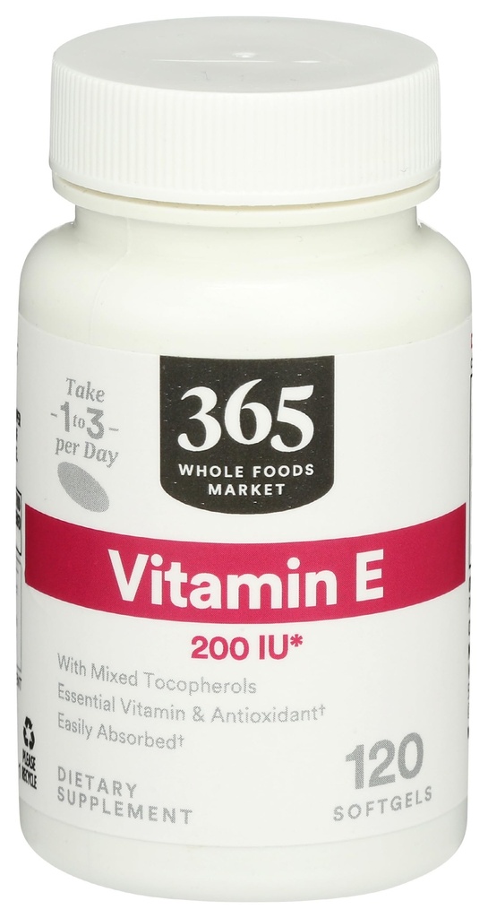365 par marché des aliments entiers, vitamine E 200 UI, 120 CT