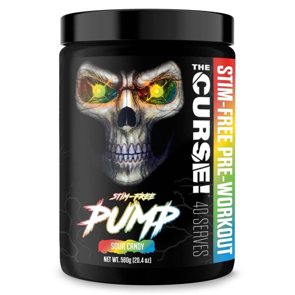 Der Fluch! Pump Pre Workout Powder - Stim-Free Pre Workout – Koffeinfrei, L-Citrulline,Beta-Alanin & Nitric Oxide Booster (Sour Candy, 40 Portionen)