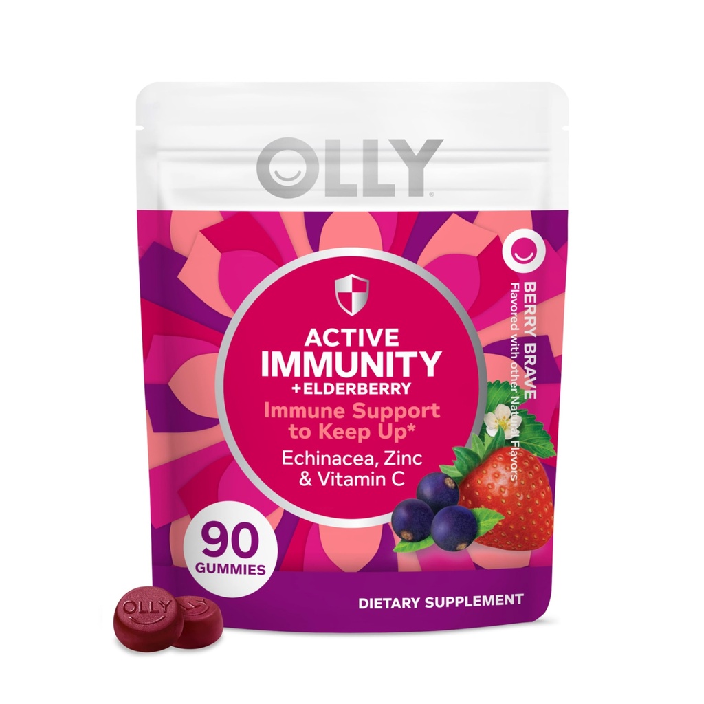OLLY Immunität Gummy, Immununterstützung, Elderberry, Zink, Vitamin C, Supplement, Berry - 90 Count