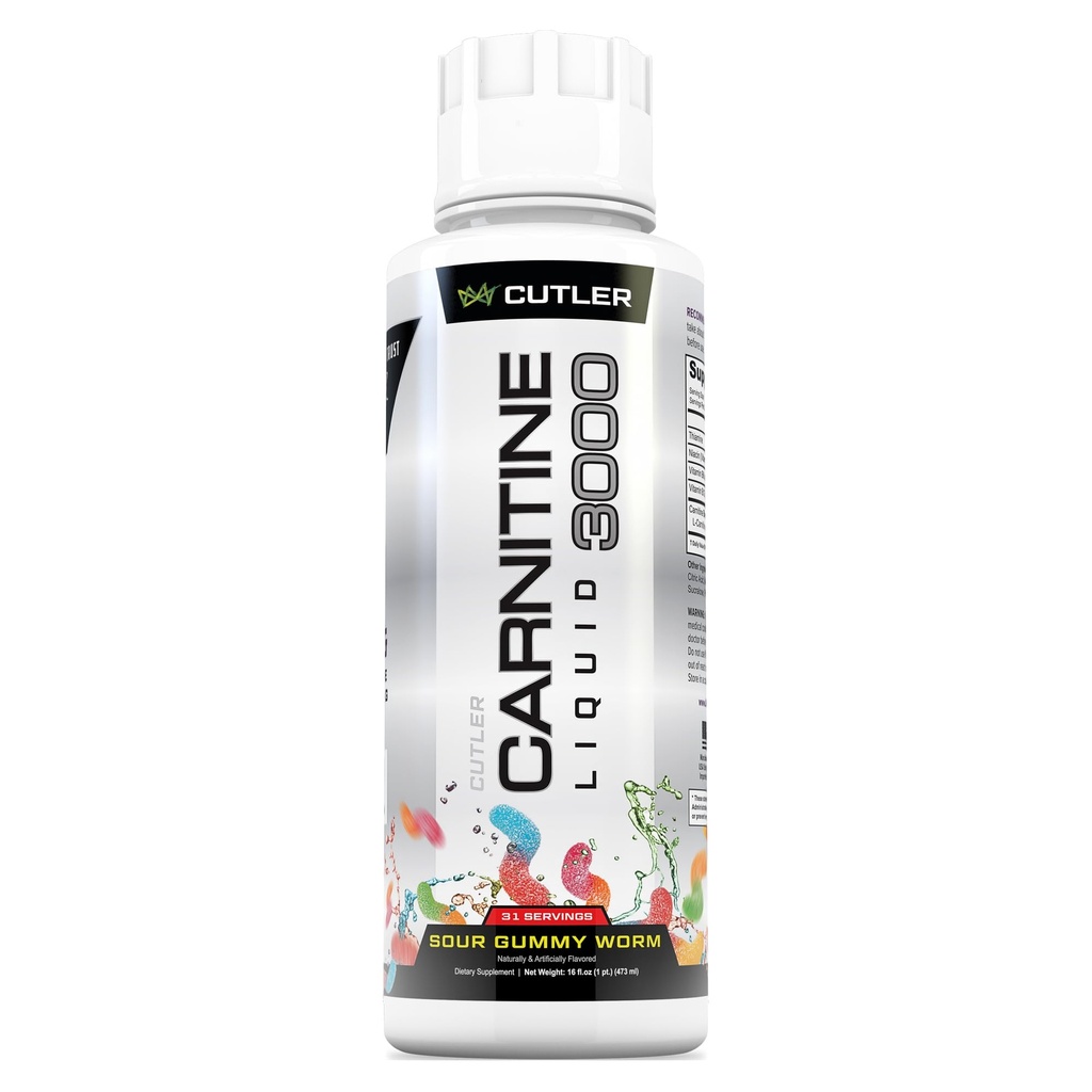 Cutler Nutrition Liquid L-Carnitin Fat Burner Supplement mit Acetyl L-Carnitin & L-Carnitin Tartrat - Fat Burner Formel für optimale Absorption, Energie & Muskelunterstützung | Sour Gummy Flavor