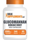 BulkSupplements.com Glucomannan Kapseln - als Konjac Root Extract, Glucomannan Ergänzungen, Kräuterergänzung - Glutenfrei, 4 Kapseln pro Servierung, 240 Zähler (Pack von 1)