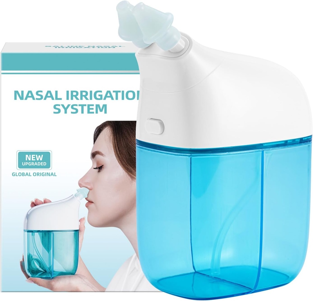 Nasal Irrigation System, Nasal Rinse Machine, Sinus Rinse Machine, Sinus Cleaner Machine mit Wassertank & Abfall Sammlung Tank - Nasenreiniger für Sinus,Sinus Erwachsene,Allergy Relief - Blau