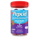 Pepcid Soothing Gummies, Heartburn Relief + Sleep Support Gummies Help Occasional Heartburn, Upset Stomach, Acid Indigestion + Sleeplessness, Calcium & Melatonin, Strawberry, 32 ct