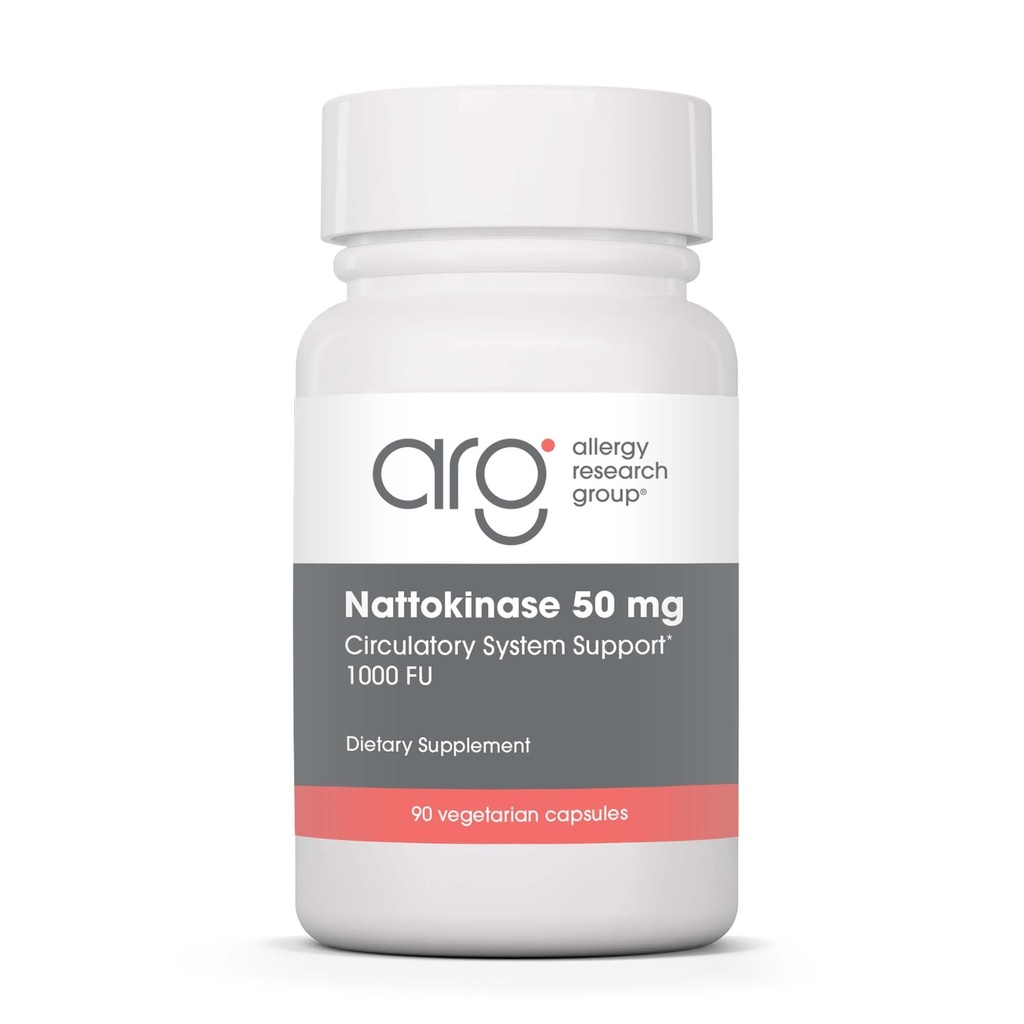 Allergy Research Group Nattokinase 50mg Supplement - Gepflegte und gekapselte Nattokinase, abgeleitet von Natto, Vegetarische Kapseln - 90 Graf