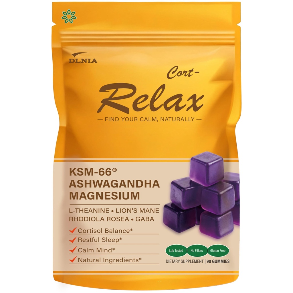DLNIA Magnesium Glycinate Stress & Cortisol Support Gummies | Calm Focus by Day, Deep Sleep by Night | 17-in-1 with KSM-66® Ashwagandha, L-Theanine & Lion’s Mane