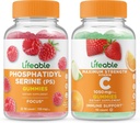 Lebensfähiges Phosphatidylserin (PS) + Vitamin C 1050mg, Gummis Bundle - Große Verkostung, Vitaminergänzung, Glutenfrei, GMO frei, Kaugummi
