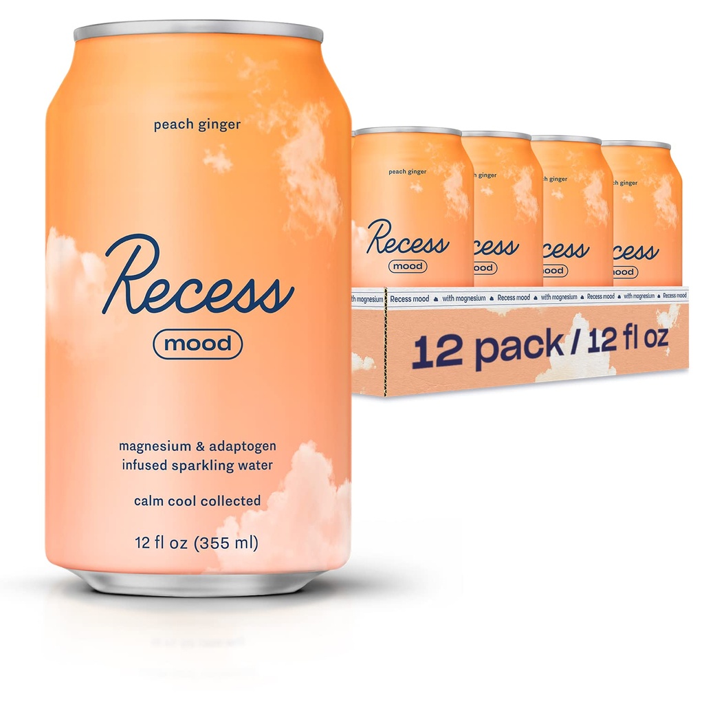 Magnésium et boisson adaptogène, Boissons de relaxation, 12 onces (Peach Ginger, 12 pack)