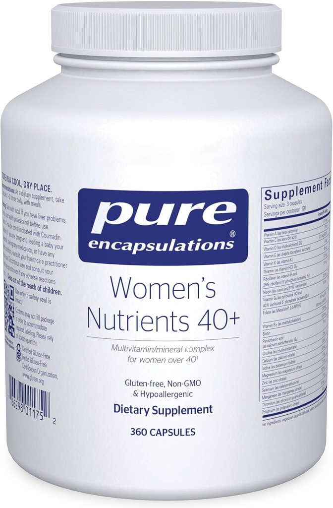 Pure Encapsulations Frauen Nährstoffe 40+ - Multivitamin für Frauen über 40 zu unterstützen Urinary Tract Health, Brustzellgesundheit & Augenintegrität* - mit Vitamin C, E & A - 360 Kapseln