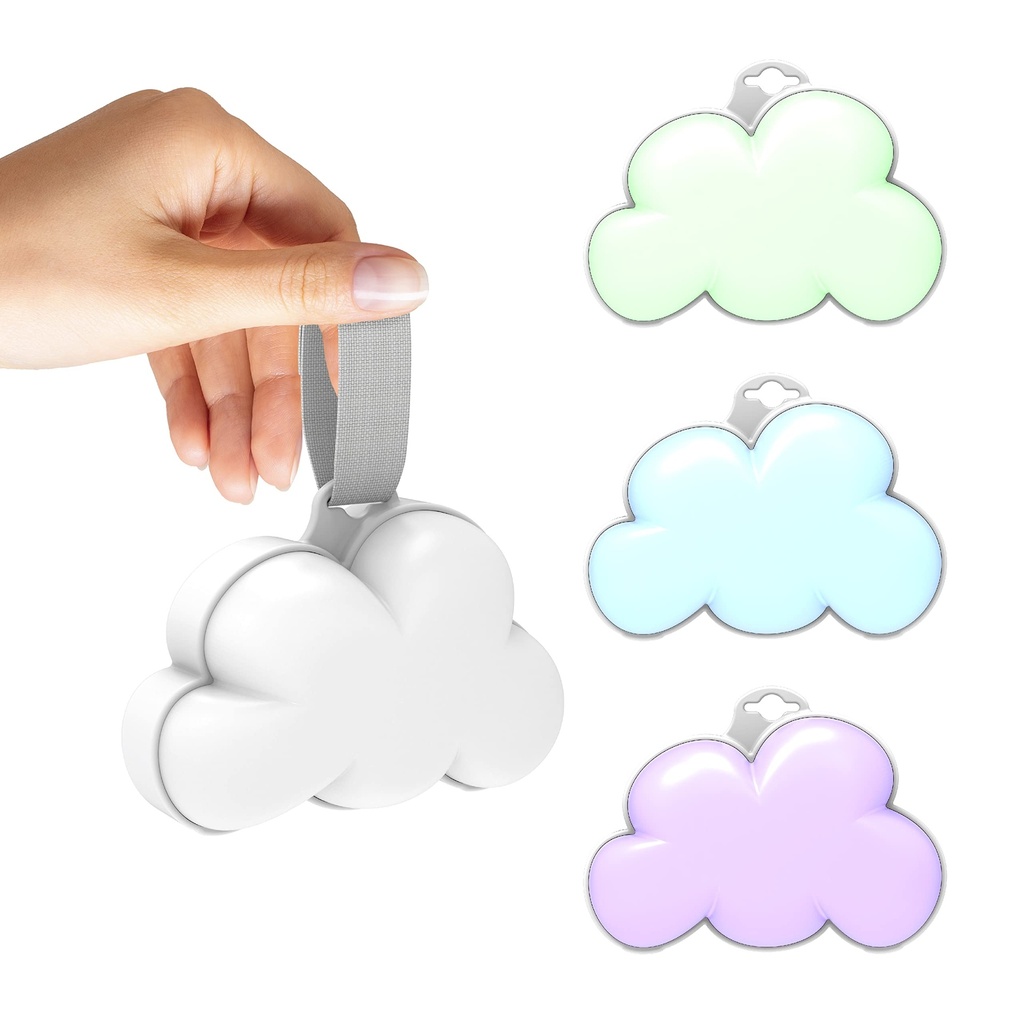 Pure Enrichment PureBaby Cloud Portable Sound Machine and Night Light - 15 Soothing Sounds, Travel Friendly, Battery Operated, Ideal for Baby and Kids on The Crib, Stroller, Headrest, and More
