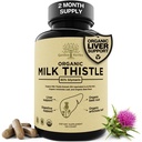 USDA Organic Milk Thistle Liver Detox Supplement 80% Silymarin, 250 mg mit Rübenwurzel & Artichoke Extrakt für Leberunterstützung & Verdauung, Made in USA, 120 Kapseln (2 Monate Versorgung)
