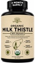 USDA Organic Milk Thistle Supplement Capsules - Liver Detox, 120 Count