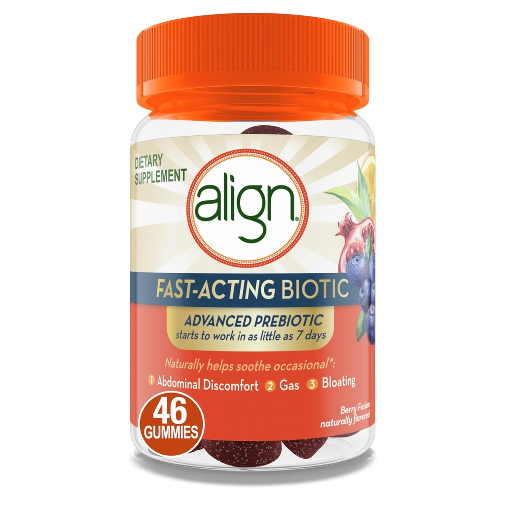 Align Advanced Prebiotic Supplement, Fast-Acting Biotic Gummies, Advanced Prebiotic für Frauen und Männer, arbeitet als wenig Seit 7 Tagen*, 46 Gummies
