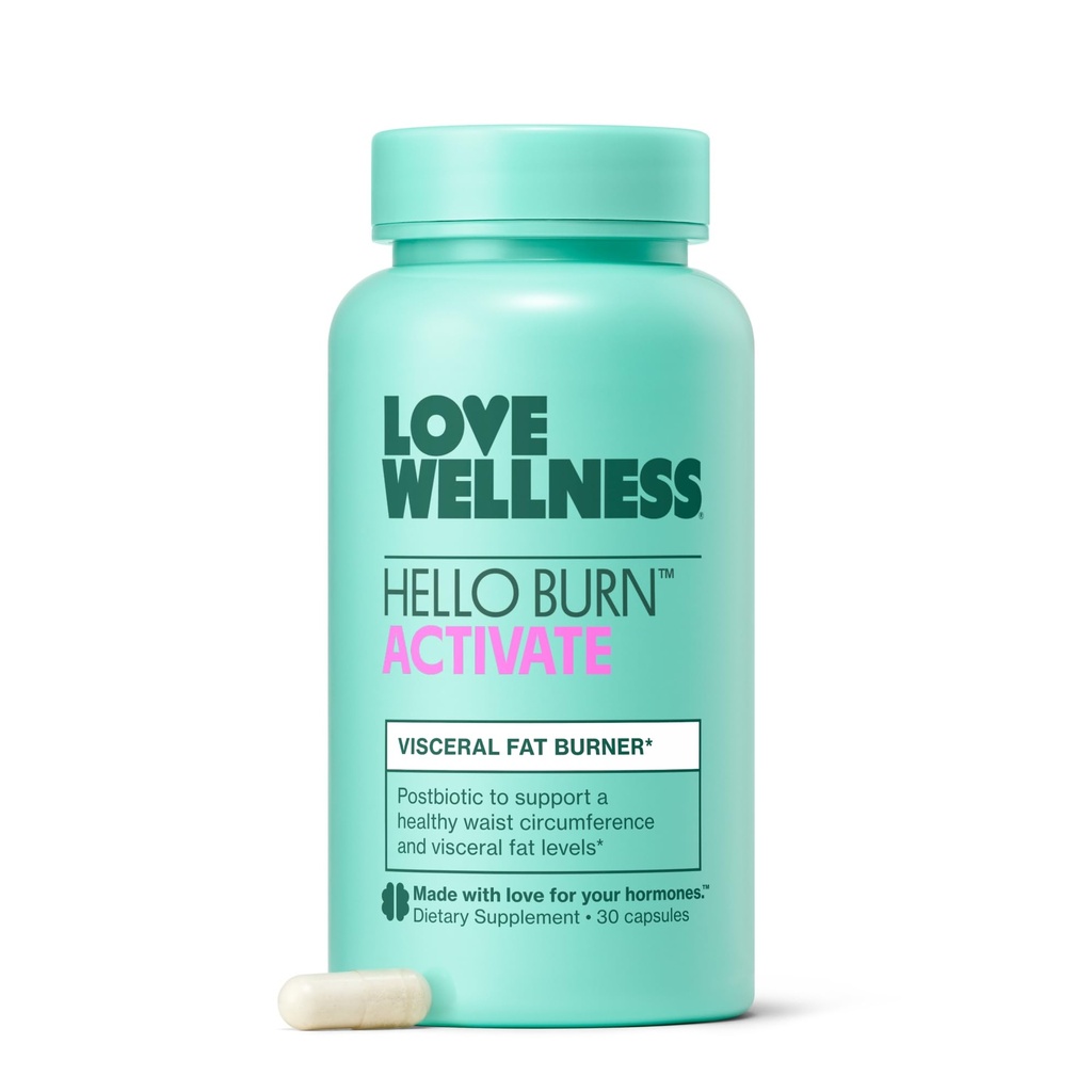 Liebe Wellness Hallo Burn Activate | Unterstützung Visceral Fat Burn mit HT BPL1 Postbiotic | Unterstützt gesunde Waist Circumference, Langlebigkeit und Metabolic Wellness | 30 Count